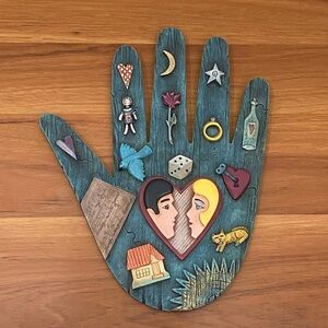 Robert Shields Hand of Marriage Couple Love Luck Symbols Folk Art Wall Plaque
